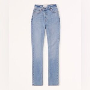 Abercrombie and Fitch Ultra High Rise 90s Slim Straight Jean in Medium Wash